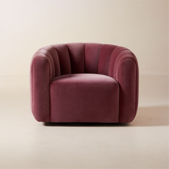 Fitz Channeled Rose Velvet Swivel Chair Set of 2 | CB2