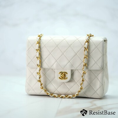 Chanel Mini Matelasse 17 Single Flap Lambskin White Chain Shoulder Bag 1692154 A | eBay US