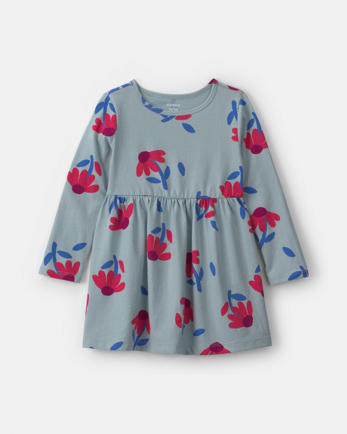 Toddler Girl Floral Long-Sleeve Dress - Blue | Carter's Inc