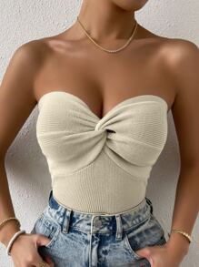 Twist Front Rib Knit Top SKU: sw2203165612334282(1000+ Reviews)$7.49$8.49-12%Make 4 payments of $... | SHEIN