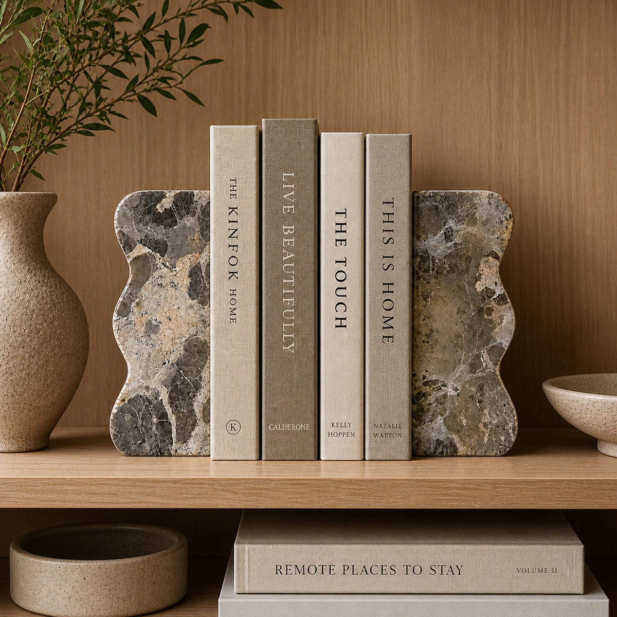 Nymph Columns - Beige Marble Bookends for Shelves | Set of 2 (Set of 2) | Wayfair North America