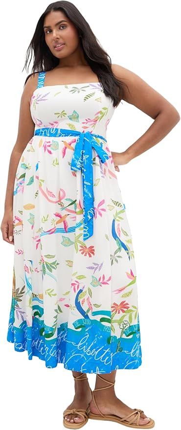 City Chic Plus Size Dress - Free Spirit Print Midi | Amazon (US)