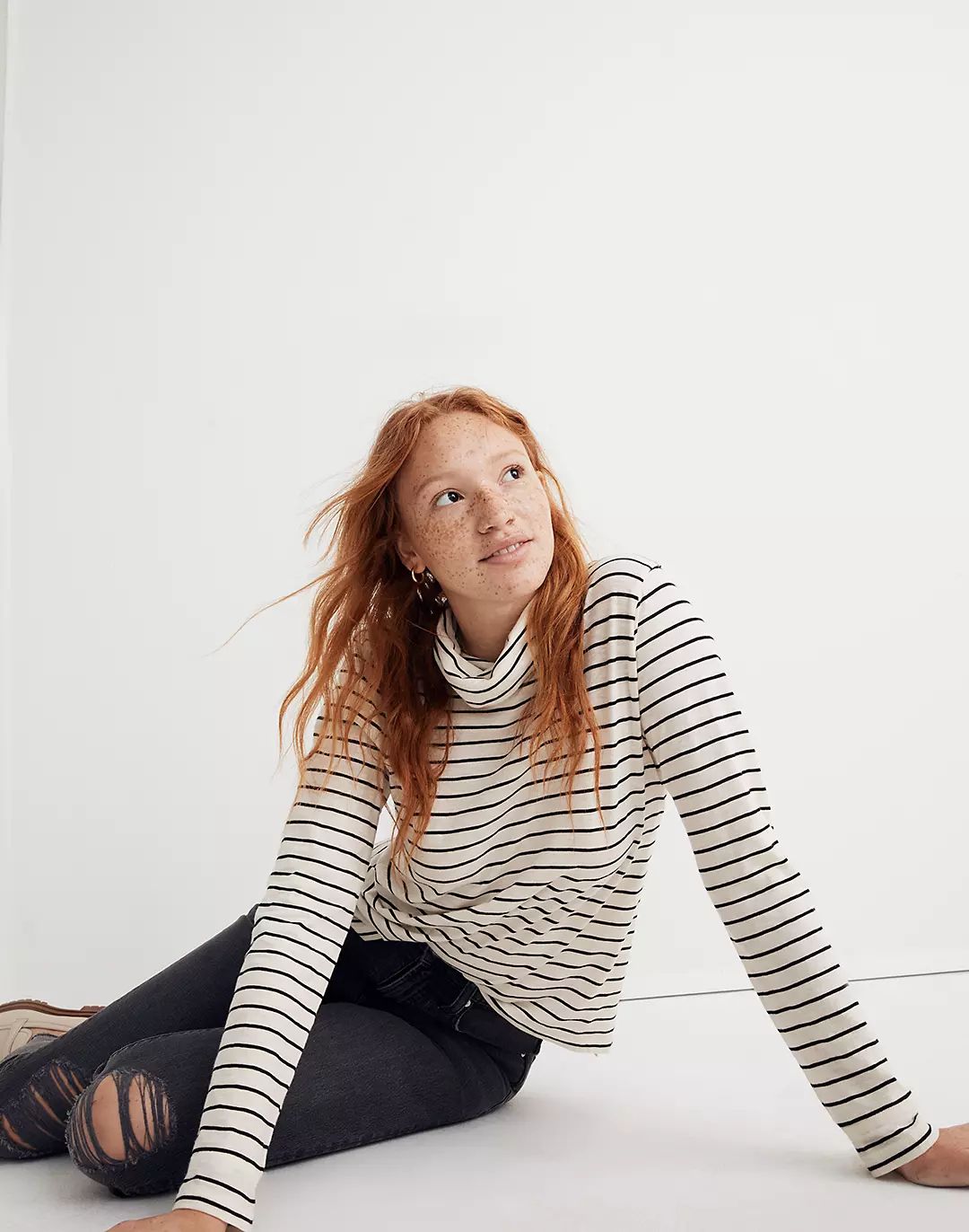 Whisper Cotton Turtleneck in Ronnie Stripe | Madewell