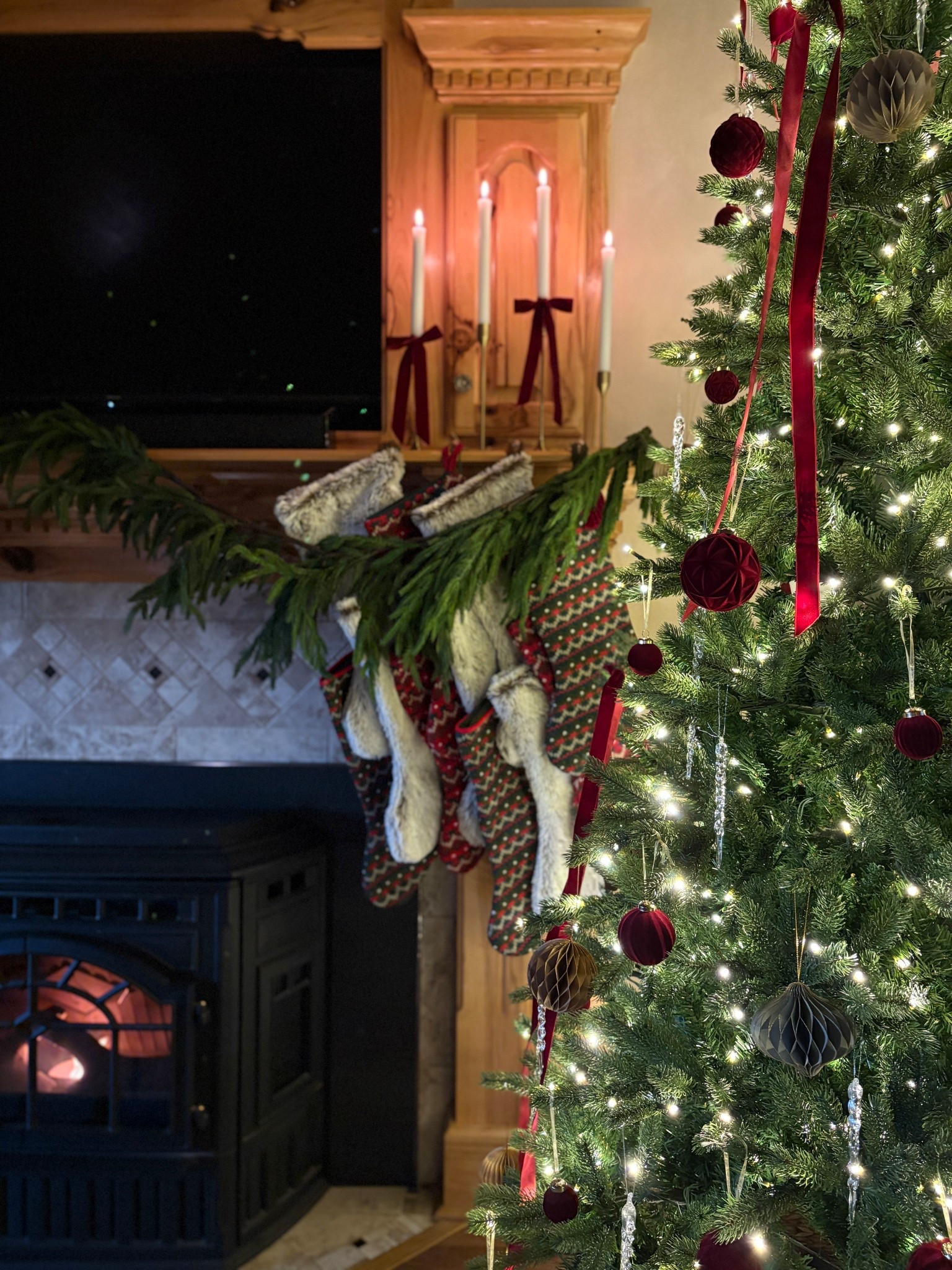 Christmas decor, king of Christmas tree, traditional Christmas decor, deep red ornaments, vintage style ornaments, velvet ribbon, viral garland, real touch garland 

#LTKSeasonal #LTKHoliday #LTKHome