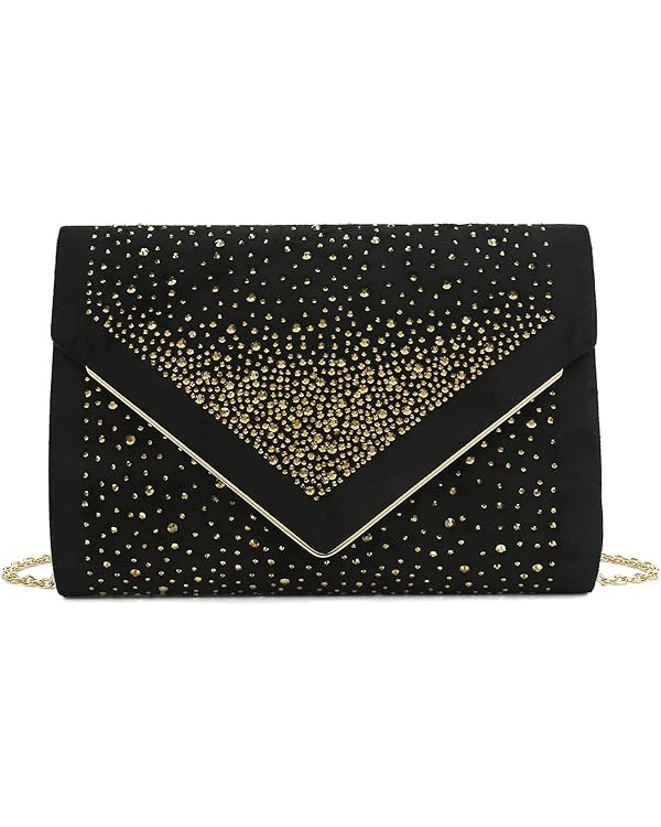 CHARMING TAILOR Envelope Purse Formal Faux Suede Clutch Rhinestone Evening Bag for Women Party Ha... | Amazon (US)