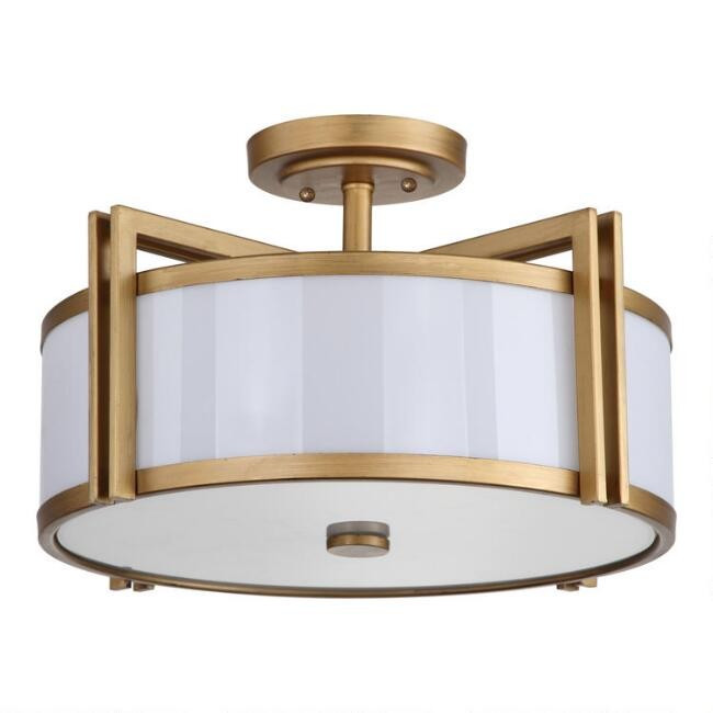 Gold Trim 3 Light Flush Mount Davis Ceiling Light | World Market
