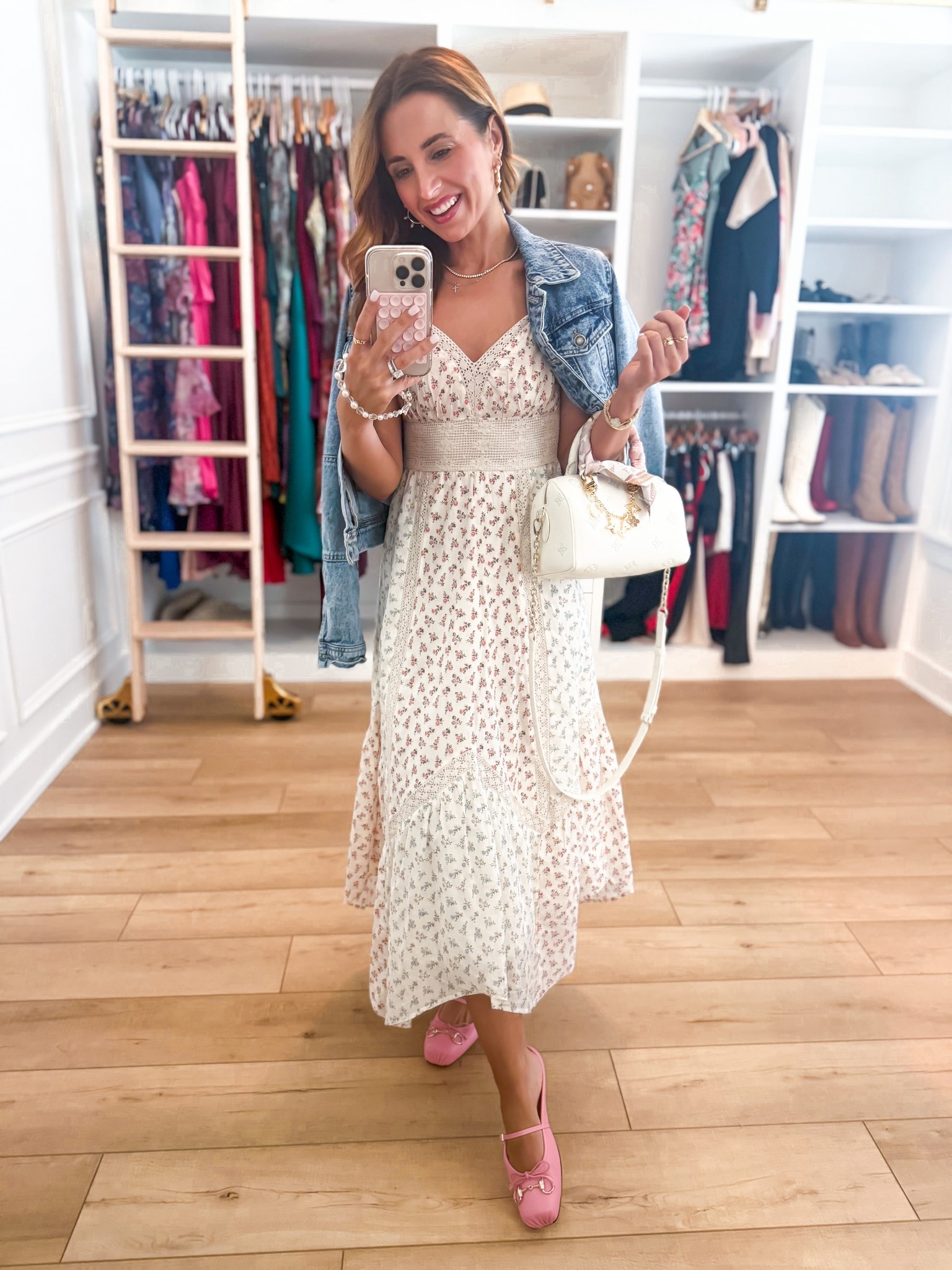 Expensive stuff that’s unfortunately worth it! XXS in white floral dress. Spring dress. Spring outfit. Elevated casual outfit. Resort wear. Summer outfit. Vacation dress. Vacation outfit. XS in denim jacket. Gucci horsebit pink ballet mules in size 37 (I’m a 6.5).

#LTKootd #LTKSwim #LTKTravel