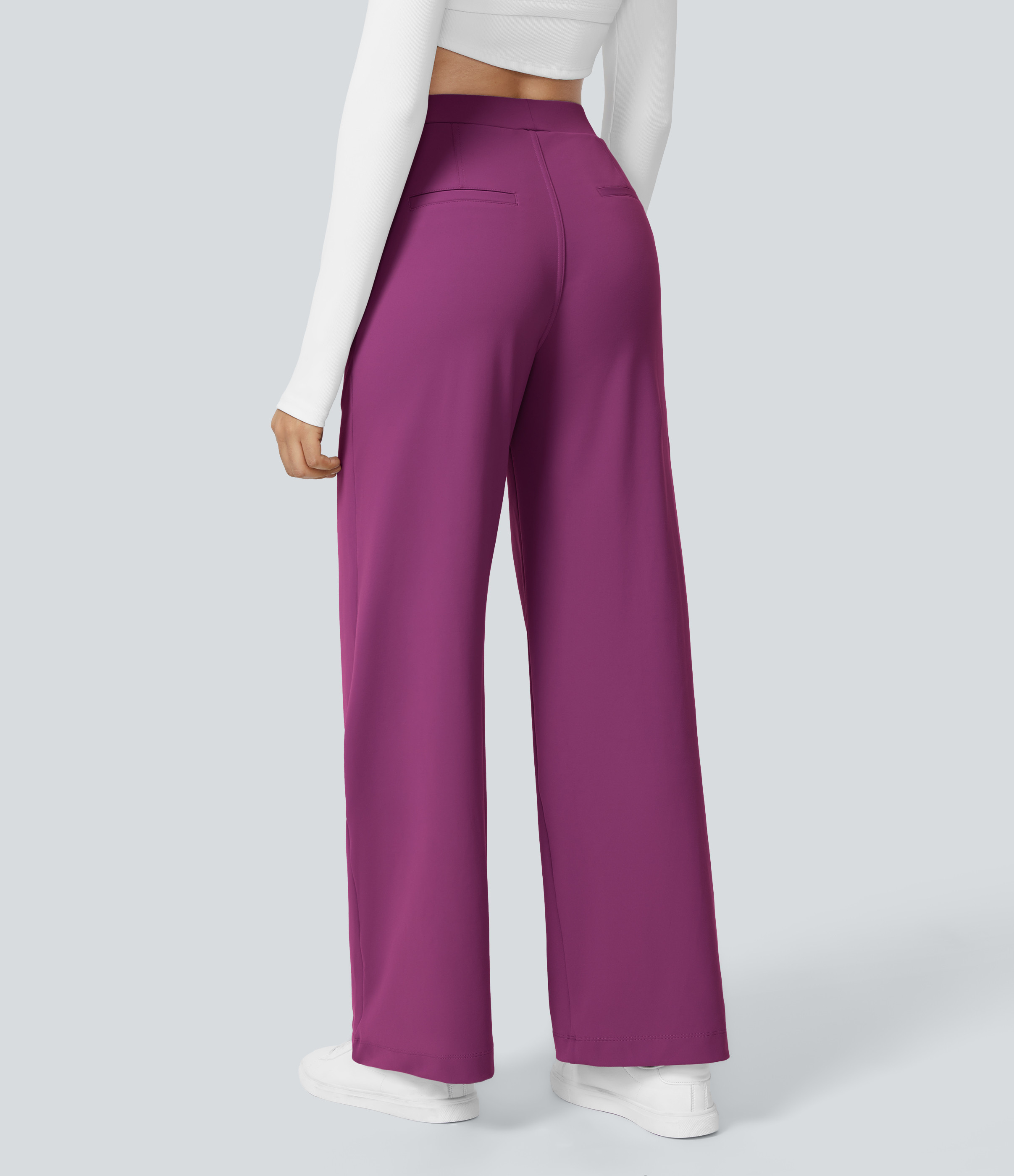 Halara Halara Flex™ High Waisted Pocket Straight Leg Work Pants - Deep Orchid - XS(tall) sweatpants jogger pants stacked sweatpants | HALARA
