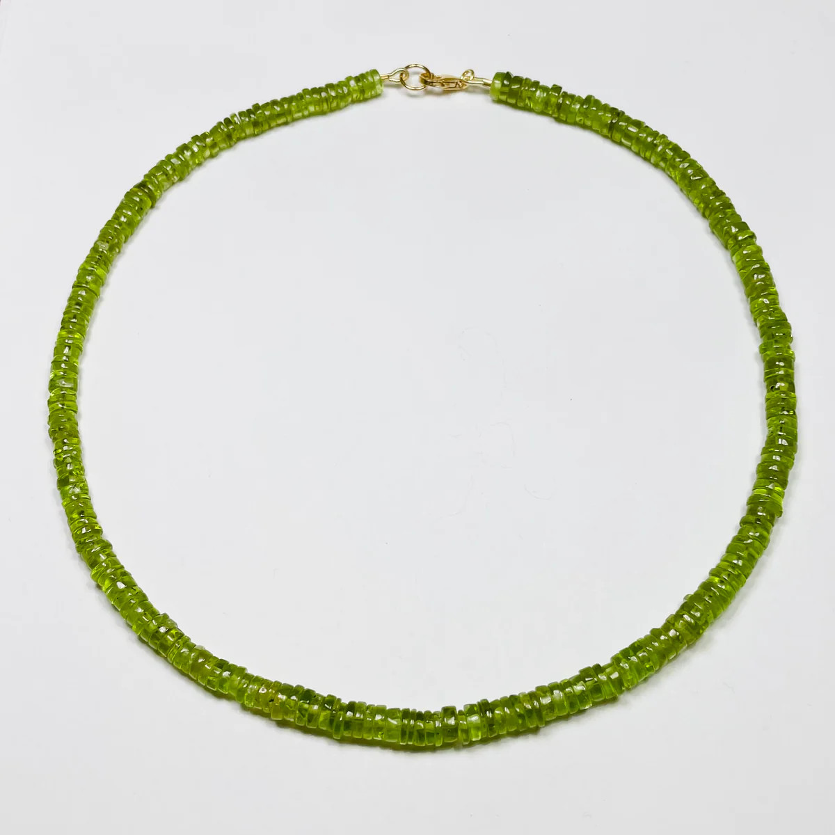 peridot smooth heishi cut necklace | Theodosia Jewelry