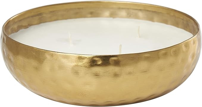 Deco 79 Metal Decorative Candle Mediterranean Fig Scented Hammered 20 oz 3 Wick Aromatherapy Cand... | Amazon (US)