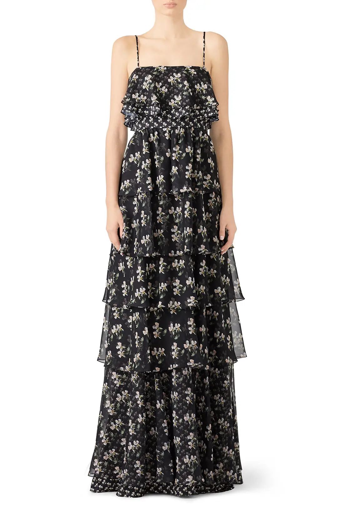 Floral Kiera Ruffle Gown | Rent the Runway