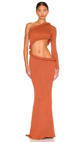 x REVOLVE Dalia One Shoulder Dress in Rust | Revolve Clothing (Global)