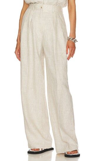 Linen Pleated Front Pant in Natural Linen | Revolve Clothing (Global)