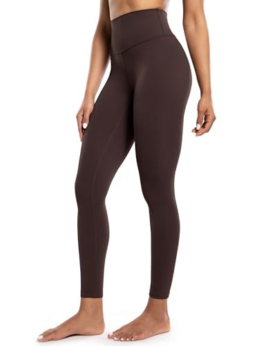 POSHDIVAH Women's Creamluxe Yoga Leggings High Waisted Cloud-Feeling Workout Lounge Soft Pants 25" for Running Gym Work Athletic Brown Small | Amazon (US)