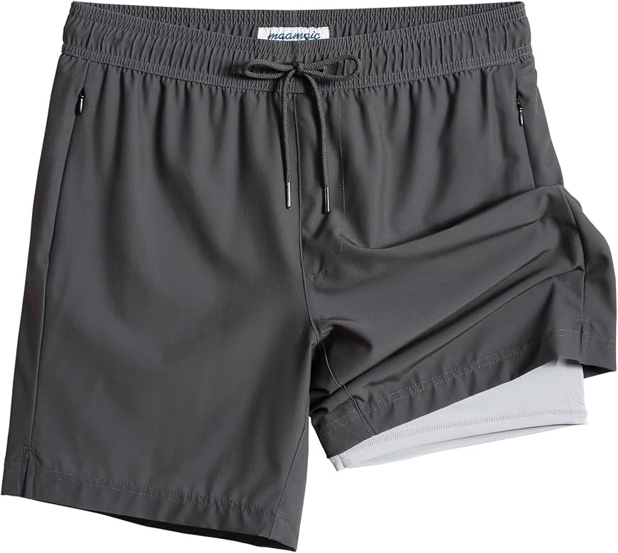 maamgic 2 in 1 Mens Swim Trunks 7 Inch Swim Shorts Swim Suits Board Shorts | Amazon (US)