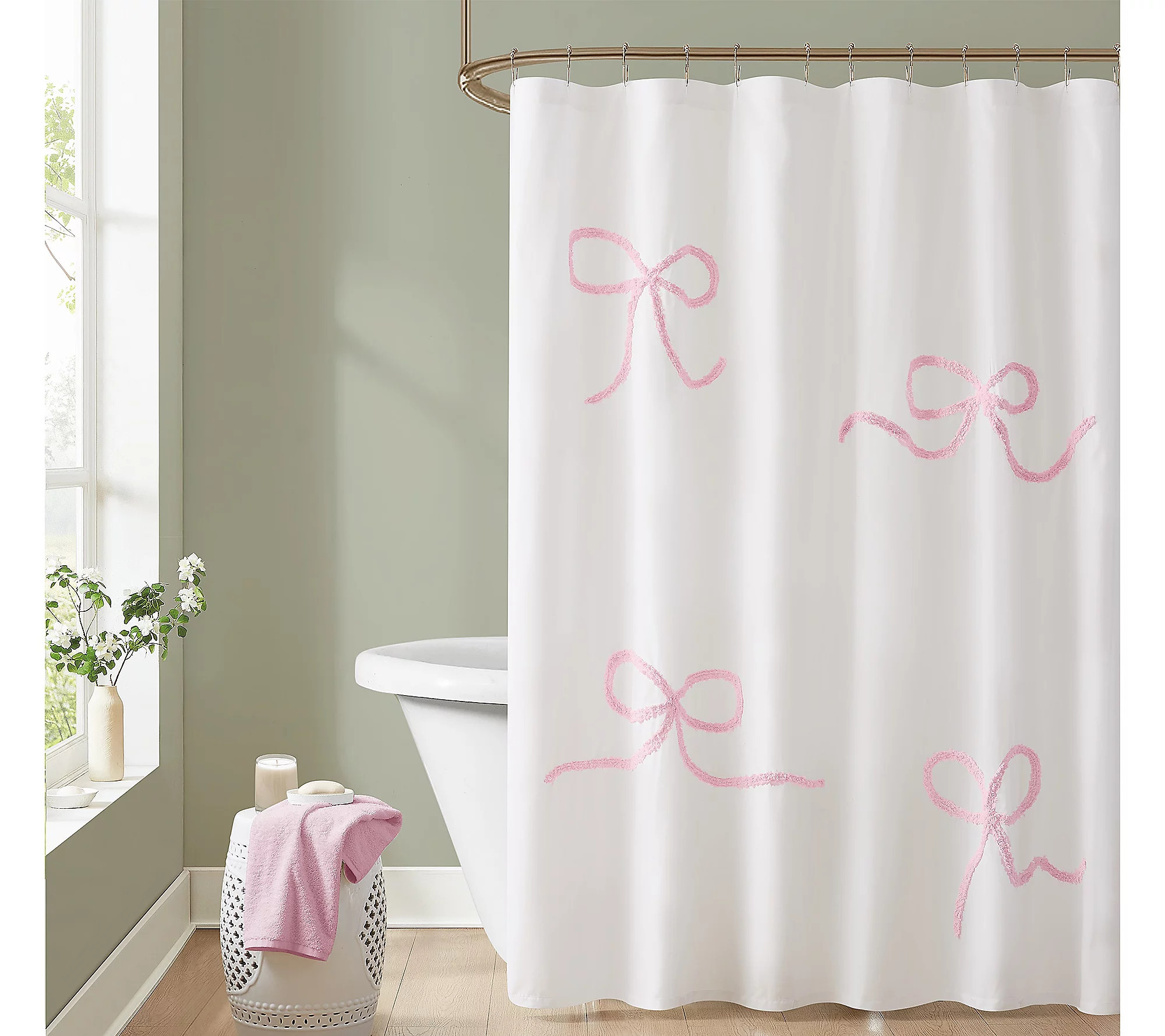 Truly Soft Textured Bow Shower Curtain | QVC