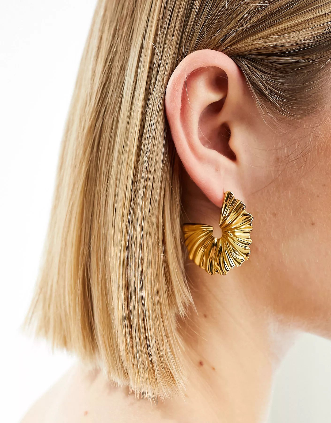 Lost Souls stainless steel oversized side hoops in gold | ASOS (Global)