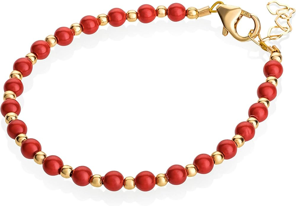 Crystal Dream Luxury 14KT Gold-Filled Beads with Red Coral Swarovski Simulated Pearls Stylish Bab... | Amazon (US)