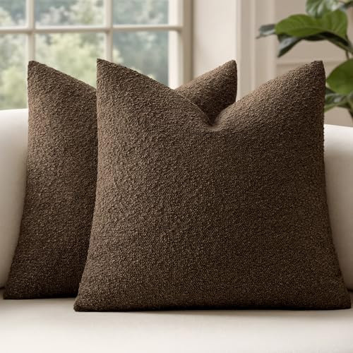 MIULEE 20x20 Decorative Lumbar Boucle Couch Pillow Covers Brown | Amazon (US)