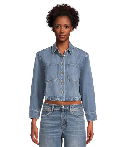 Madewell Women's Cropped Boxy Long Sleeve Shirt in Maspeth Wash | Amazon (US)