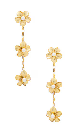 Flower Drop Earring in Gold & Pearl | Revolve Clothing (Global)
