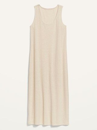 Sleeveless Rib-Knit Linen-Blend Midi Shift Dress for Women | Old Navy (US)