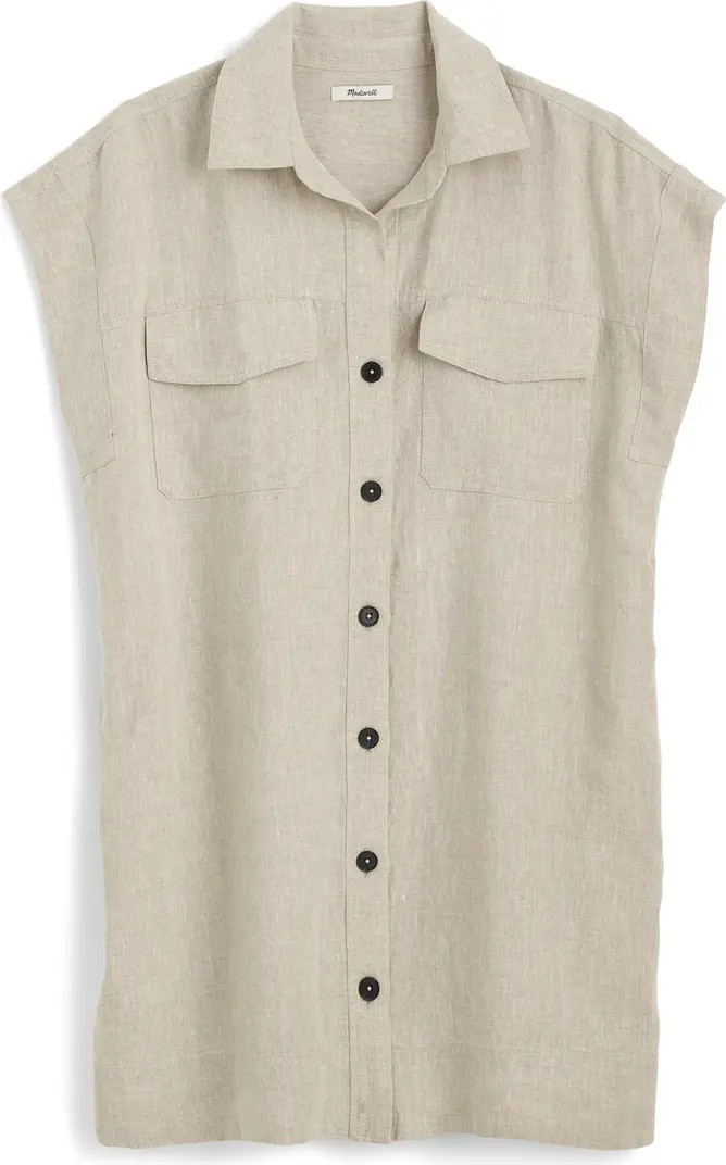 Madewell Short Sleeve Linen Utility Mini Shirtdress | Nordstromrack | Nordstrom Rack
