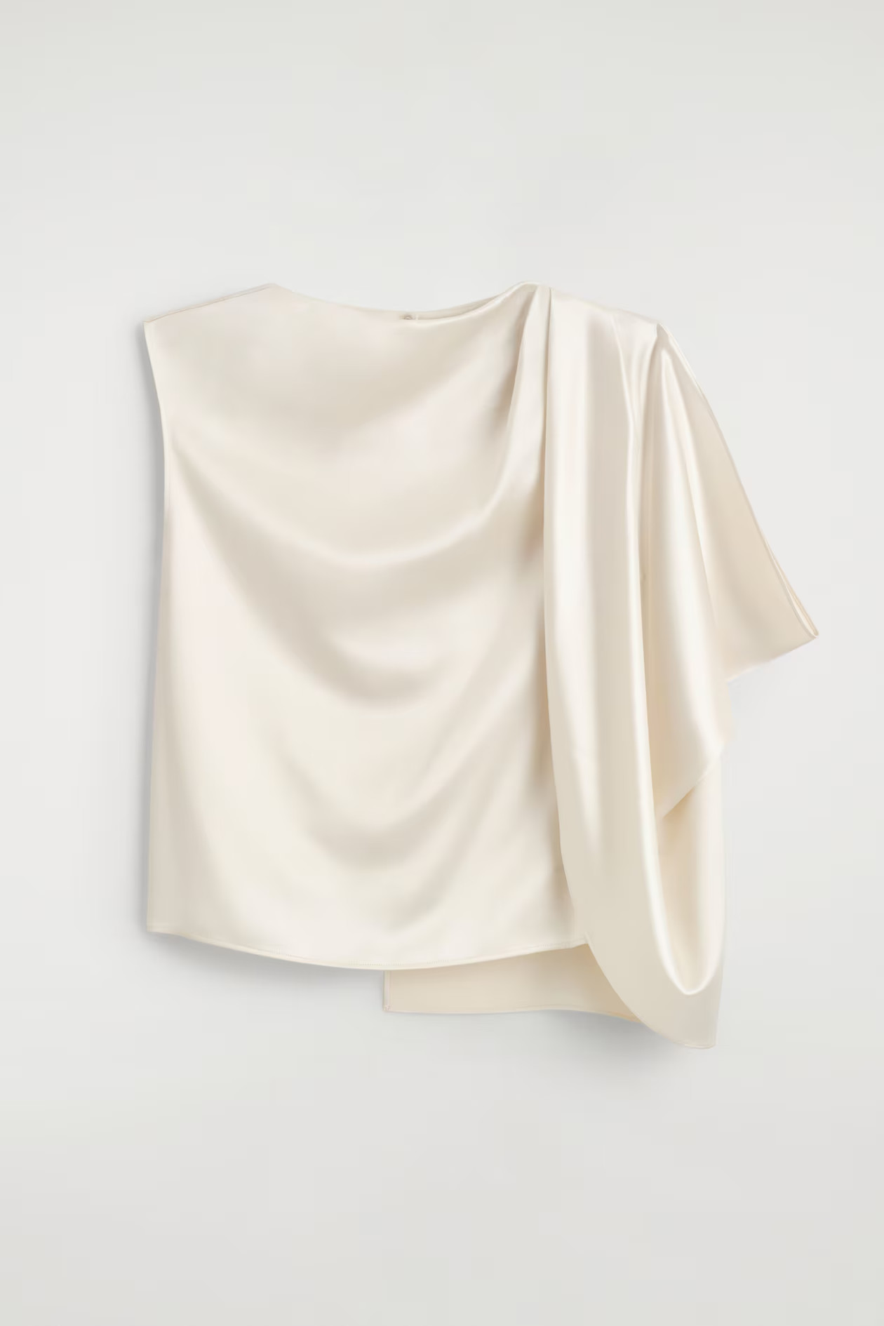 ASYMMETRIC DRAPED MATTE-SATIN TOP - OYSTER | COS GB | COS UK