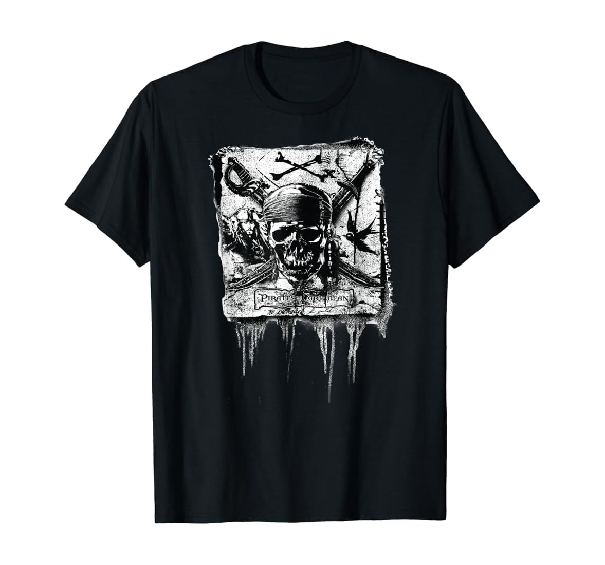 Disney Pirates of the Caribbean Jack Sparrow Skull Banner T-Shirt | Amazon (US)