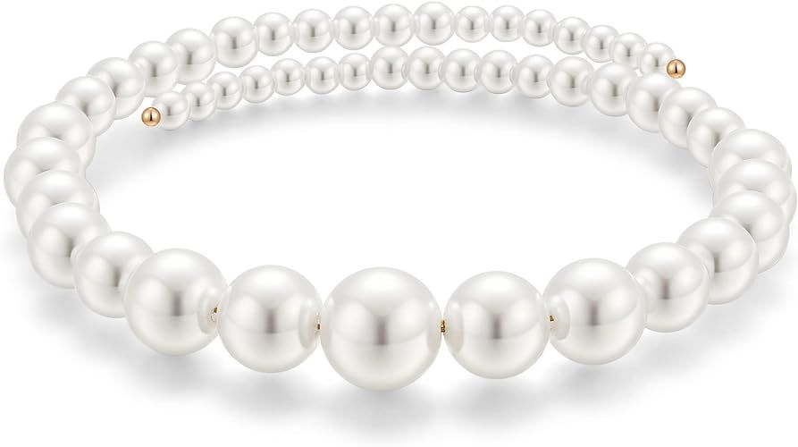MUYAN Pearl Choker Necklace for Women Boho Imitation Pearl Necklace Jewelry Gift for Women,White | Amazon (US)