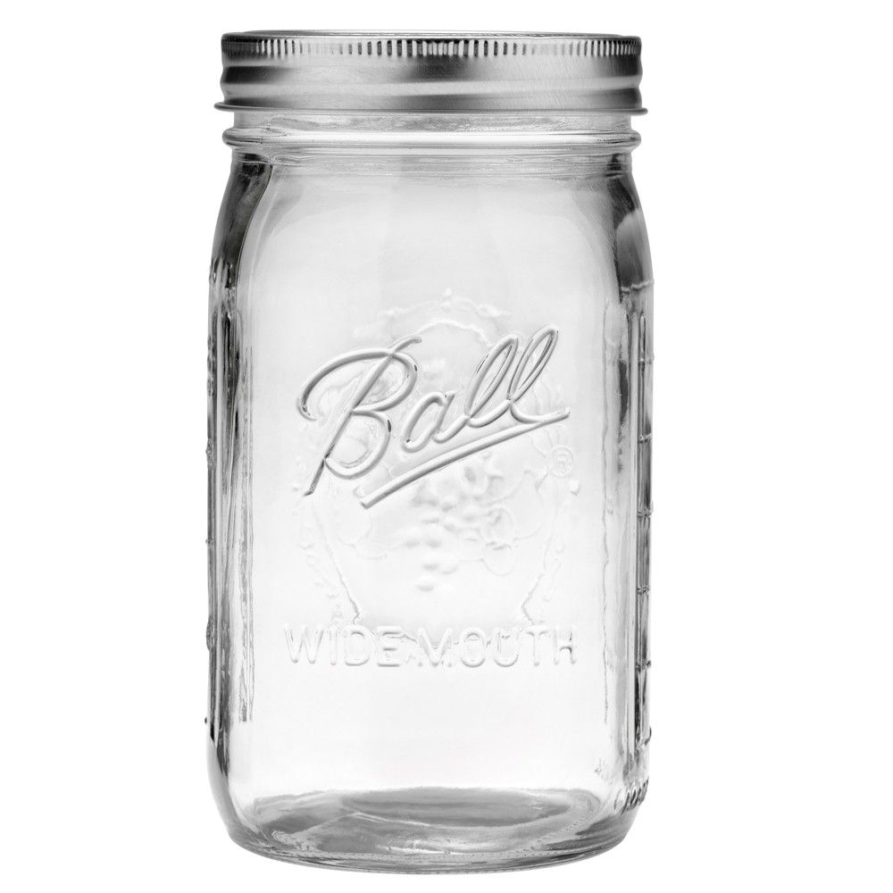 Ball Glass Mason Jar with Lid and Band, Wide Mouth, 32 Ounces, 12 Count, Clear | Target