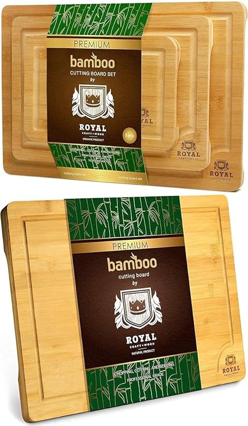 Extra Large Bamboo Cutting Board (18" x 12") and Bamboo Cutting Board Set by Royal Craft Wood | Amazon (US)
