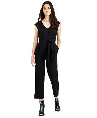 Bar III Extended-Shoulder Belted Jumpsuit, Created for Macy's & Reviews - Pants & Capris - Women ... | Macys (US)