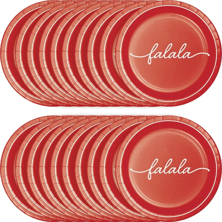 Fa La La Christmas Disposable Paper Plates, 9", Red and White, 20 Count, by Holiday Time | Walmart (US)