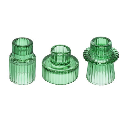 Unique Bargains Glass Table Centerpiece Decor Taper Candle Holders 3 Pcs Green | Target