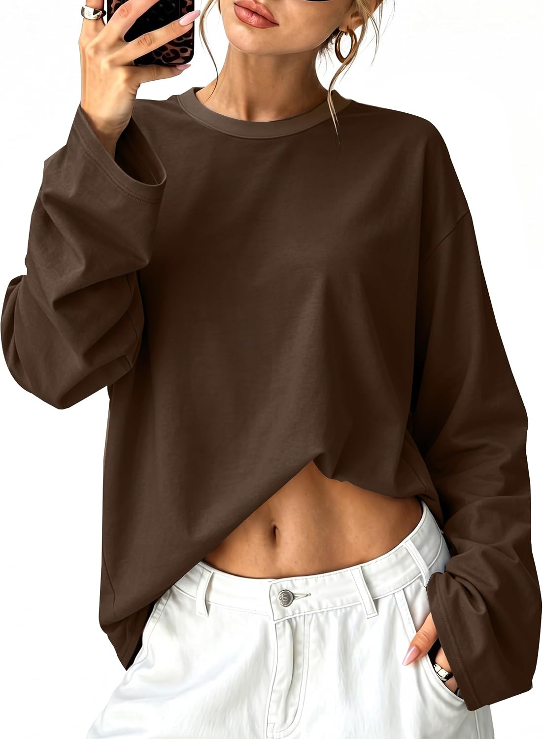 Sampeel Womens Long Sleeve Tops Oversized T Shirts 2026 Y2K Fall Fashion Clothes | Amazon (US)