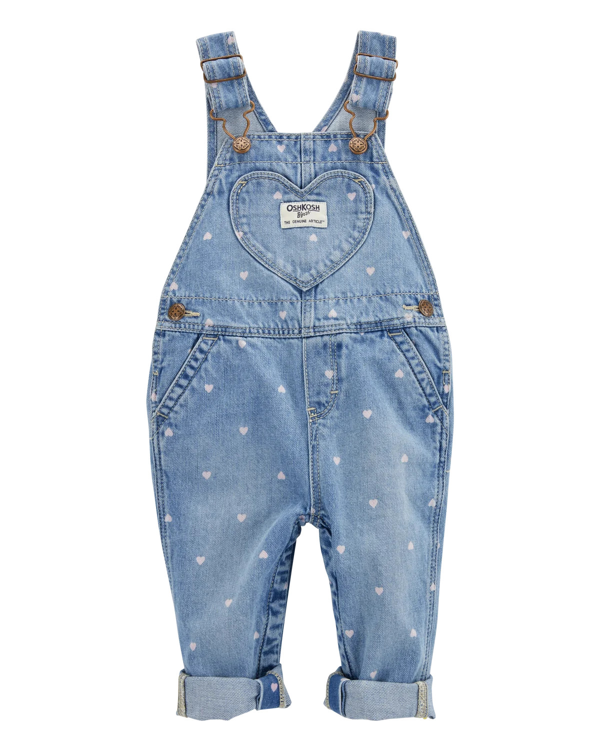 Baby Heart-Print Knit Denim Overalls - Blue | Carter's Inc