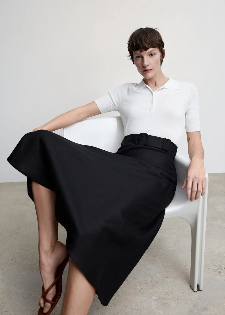 Linen skirt with belt -  Women | Mango USA | MANGO (US)