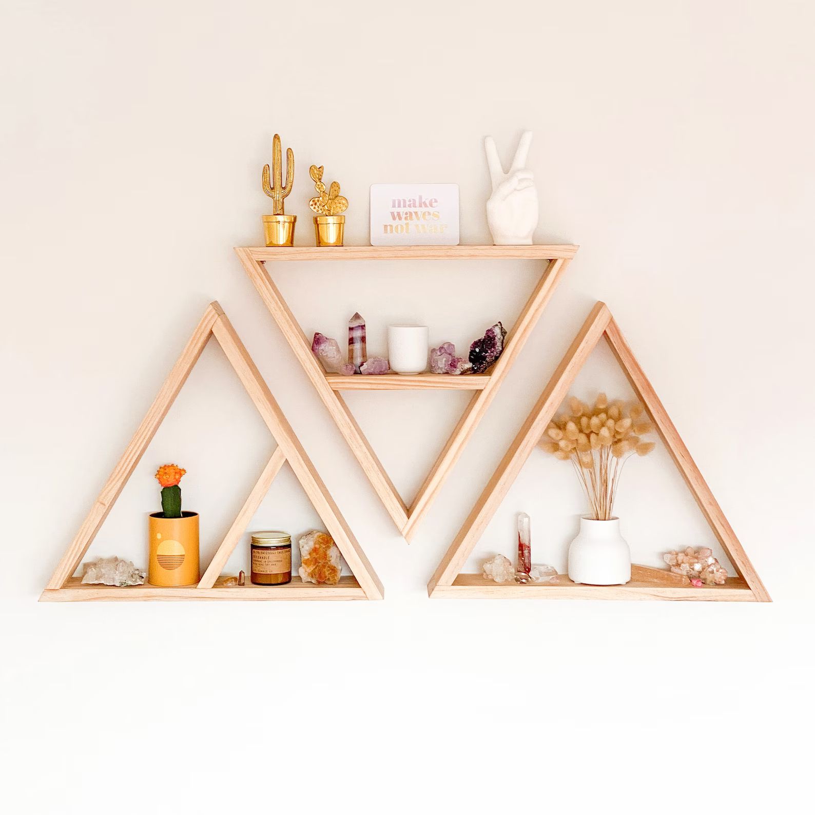 Set of 3 triangle shelves - Home Decor Triangle shelf  Large triangle shelves Pallet wood shelf G... | Etsy (US)