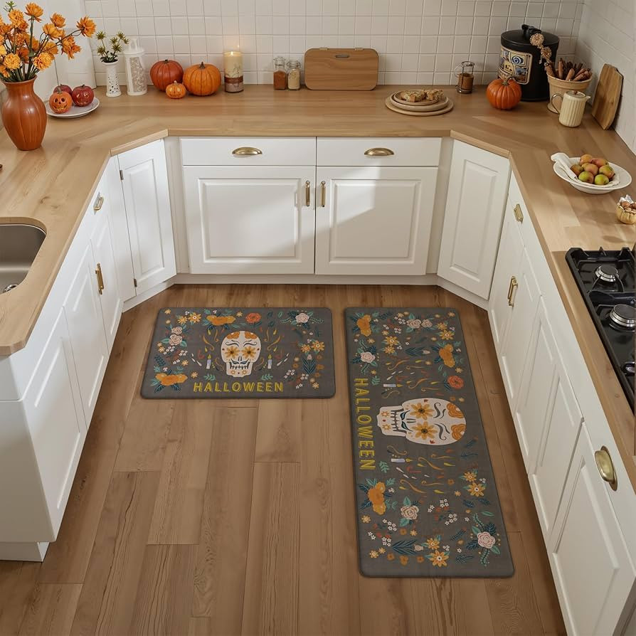 GENIMO Halloween Decorations, Kitchen Mats for Floor 2PCs, Washable Anti Fatigue Mat for Cushione... | Amazon (US)