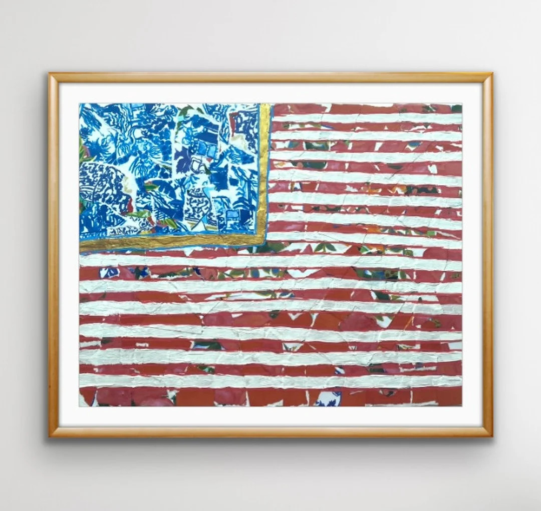 American Flag Collage Art, Unframed, 8x10signed Print, Americana, American Flag Art, Red, White, ... | Etsy (US)