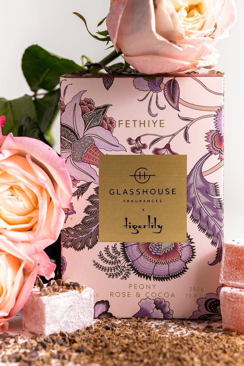 Glasshouse x Tigerlily Fethiye Candle - Peony Rose & Cocoa | Tigerlily