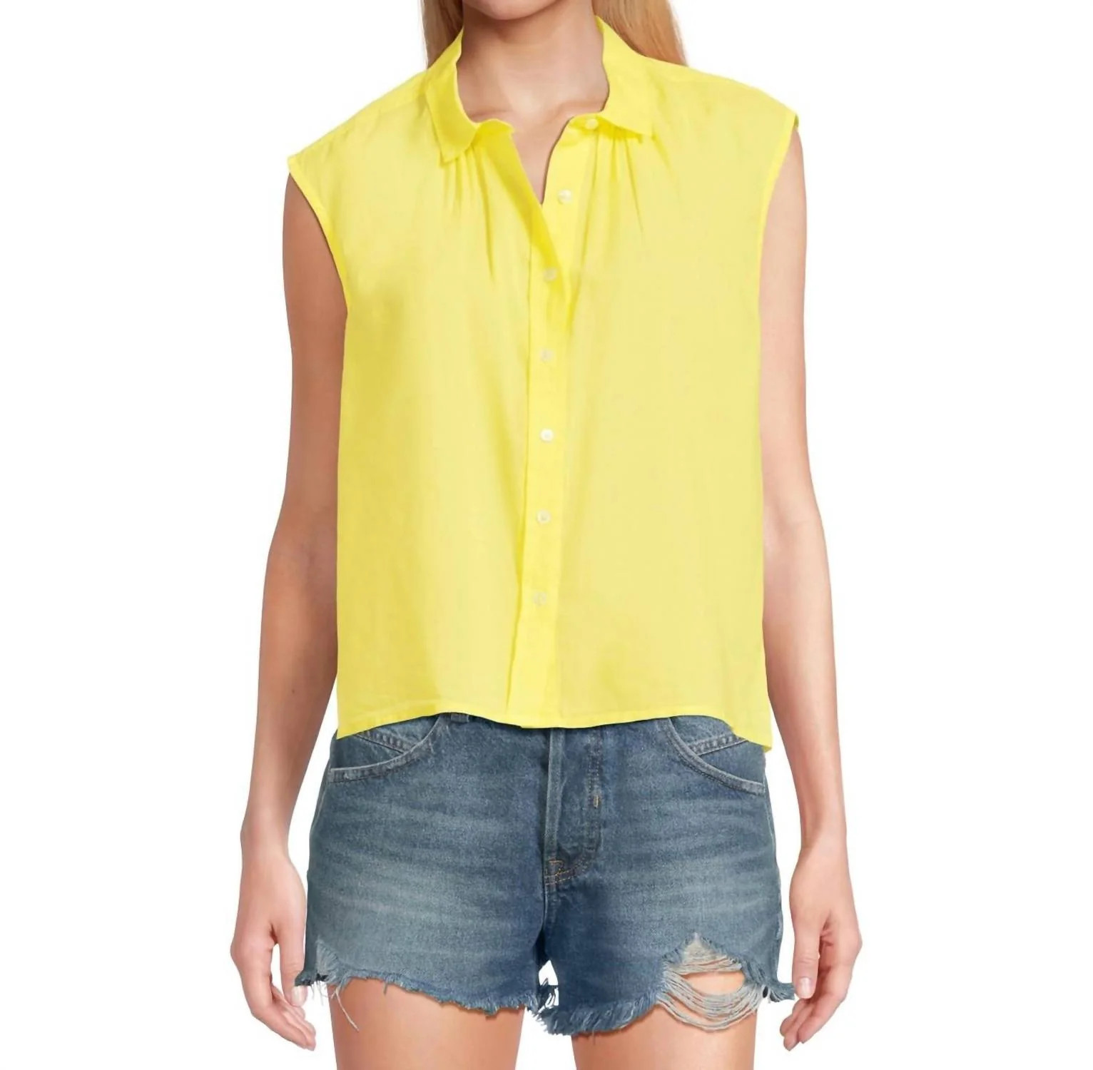 Short Sleeve Button Down Shirt In Lemon | Shop Simon