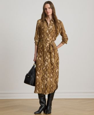 Lauren Ralph Lauren Womens Collared Long Sleeve Shirt Dress | Macy's