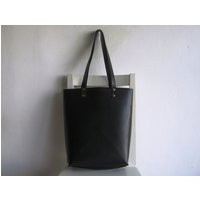 Black Thick Leather Tote Shoulder Bag | Etsy (US)