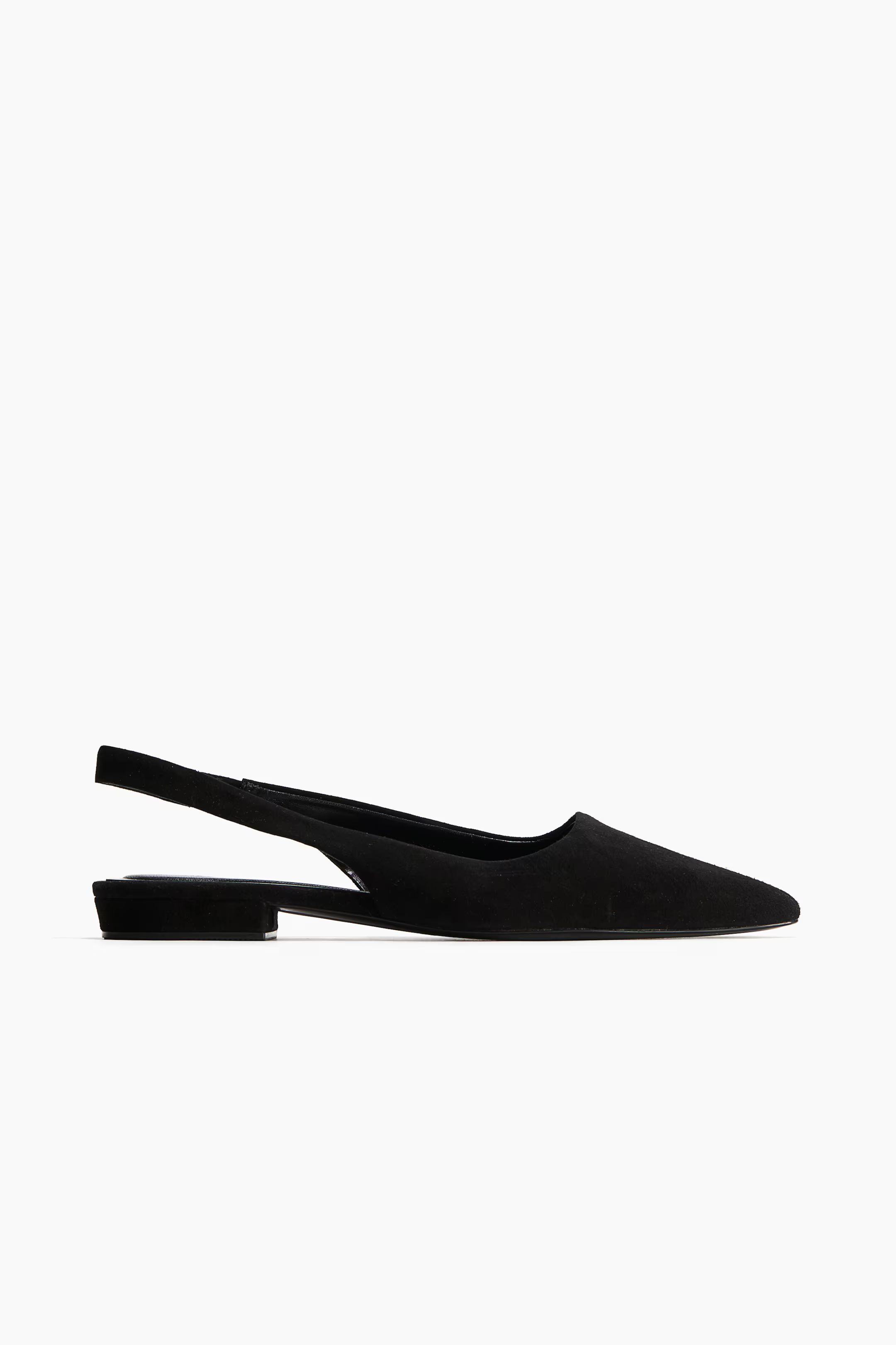 Pointed suede slingbacks - No heel - Brown - Ladies | H&M GB | H&M (UK, MY, IN, SG, PH, TW, HK)