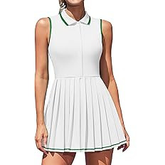 ATTRACO Women Tennis Dresses Ribbed Polo Golf Dress Half Zip Pleated Workout Dress with Built in ... | Amazon (US)