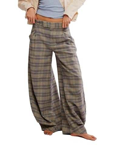 Kedera Wide Leg Pants Trousers Work Slacks, Tartan Plaid Print, Baggy | Amazon (US)