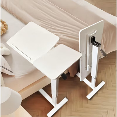 KWPZQEB Overbed Bedside Table with Wheels, Adjustable Office & Home Use Bed Table, Rolling Laptop Table, Mobile Standing Desk, White | Target