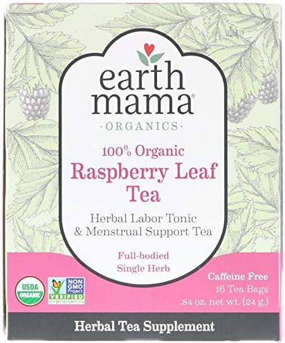 Earth Mama Organic Raspberry Leaf Tea Bags for Labor Tonic and Menstrual Support, 16 Count | Amazon (US)